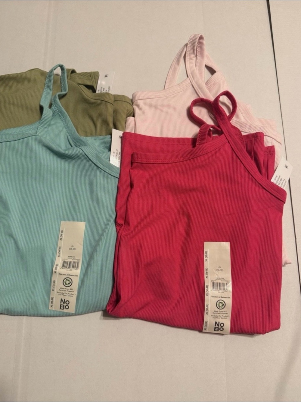 NoBo Women's Ribbed Tank Top - verbant jade, iguana , smokin hot pink cameo pink